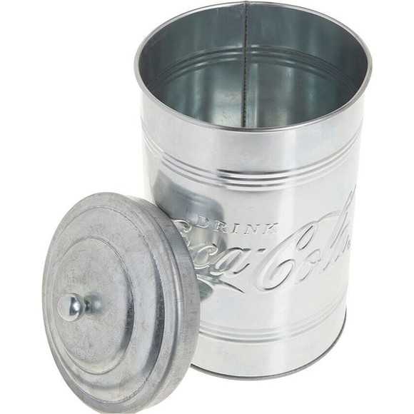 Retro Metal Coca-Cola Logo Tin Steel Canisters Kitchen Storage VTG Style 2pc Set - Picture 5 of 15